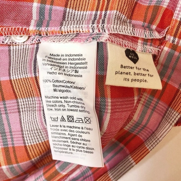 Madewell Plaid Pleat Neck Preppy Women’s Plaid Oversized Academia Top Sz XS - Picture 7 of 10